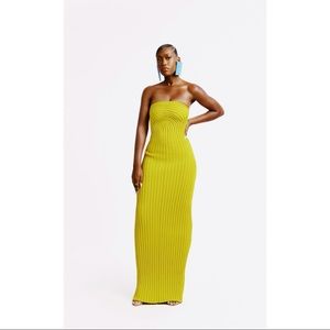 NWT HANIFA RUNWAY ROXI KNIT TUBE MAXI - Size Small - Mustard